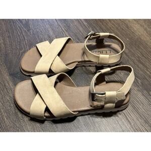 LL Bean Strappy Leather Sandals LAKEWASHED Beige TAN US 7M